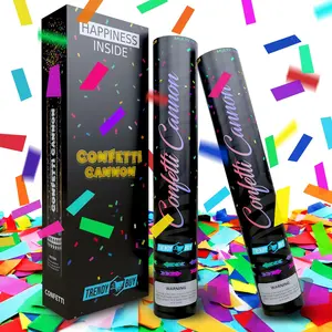 Multicolor Confetti Cannon 2pc, Biodegradable Confetti Poppers - 2025 New Years Eve Poppers Confetti Blaster - Party Poppers Confetti Shooters for Christmas Celebrations - Birthday Confetti Poppers