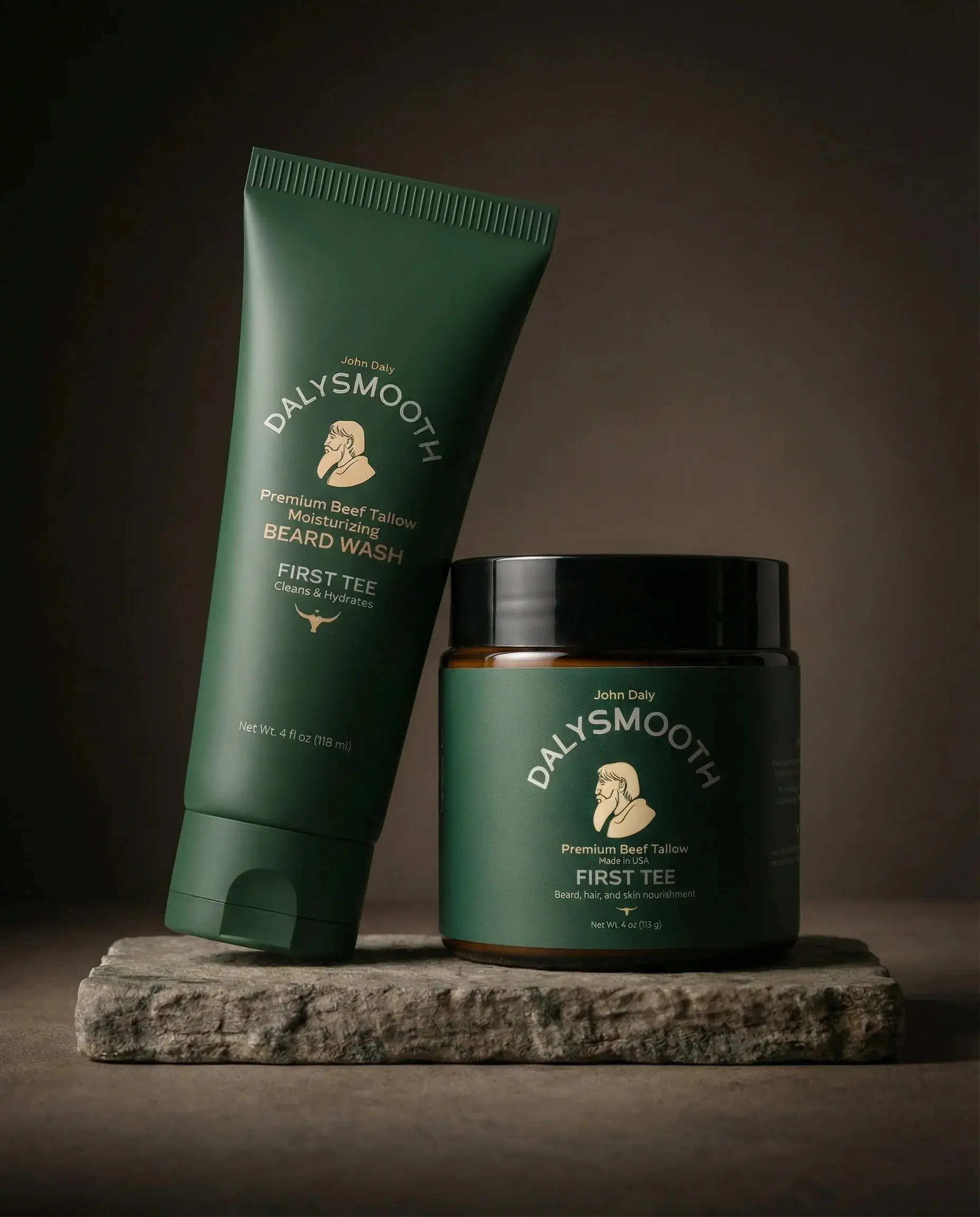 FIRST TEE SMOOTH SET-BEEF TALLOW BEARD AND SKIN BALM - BEEF TALLOW BEARD AND FACE WASH