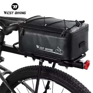 WEST BIKING 4L Bike Rear Rack Bag Waterproof Multiple Layer Bicycle Seat Pannier Bag with Rain Cover Adjustable Drawstring