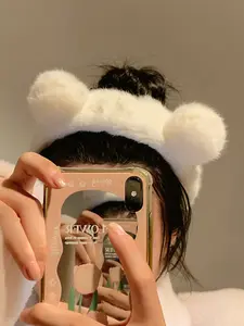 Cute Plush Bear Ears Hairband for Women, Fall Winter Cartoon Headband, Ideal for Messy Hair, Face Washing, Mask Application