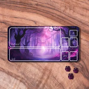 MTG Playmat with Zones, Purple Forest MTG Play Mat, Cute Desk Accessories, Card Playmat, Neoprene Gaming Mat, Gifts for Gamers, Gaming Mouse Pad