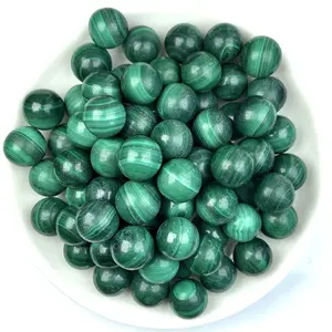 5count Malachite Mini Sphere Green Crystals Accessories Gemstone Beads Ball Diy Fashion Jewelry Cryatsl Quarzt