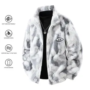 Men's Fleece Tie-Dye Jacket - Skin-Friendly - Zippered Outdoor Coat Unisex Fleece Lined Fall Winter Apparel casual fall