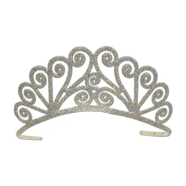 212 MAIN Silver Glittered Metal Tiara Headpiece Party Supplies - Metal Construction, Attachable Combs, Festival Outfits Accessory, Unisex Gift, 1 Size, #S0460 DDI 1908017 (Case of 6), One Size
