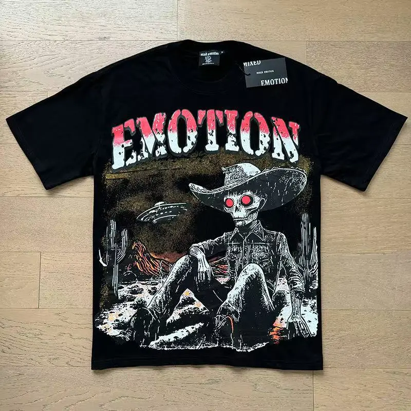 MIXED EMOTION Shirt Mens Street Hip Hop Y2k Harakuju T-Shirt 3