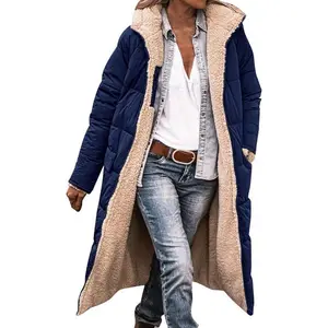 Women's Casual Reversible Fleece Winter Hooded Loose Fit Windbreak Jacket for Outdoor Wear winter clothes women Sherpa Long Sleeve Open Women's Long Sleeve Open Front Blazer Can be used with raincoat