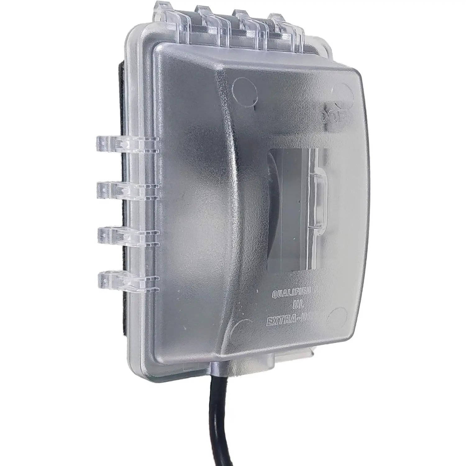 1-Gang Weatherproof In-Use Outlet Cover, Polycarbonate Gasket Lockable Bubble Cover, 3-1/4" Deep, Durable Horizontal/Vertical Outdoor Plug Protector, UL Extra Duty Compliant, 18 Configurations, Clear/Gray Receptacle Shield, Outdoor Protection, Synthetic