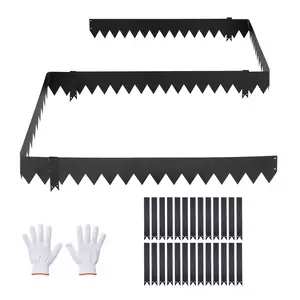 【Summervibes】VEVOR Galvanized Steel Landscape Edging, 30-Pack 40 x 6 Inch Metal Edging for Landscaping with 32 Mounting Clips, Heavy Duty Metal Garden Edge Border for Flower Bed, Yard Pathway, Black