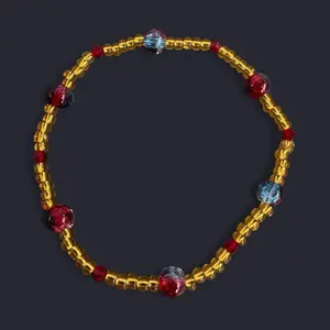 Red Gold Seed Bead Anklet