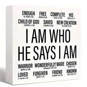 Christian Inspirational Desktop Sign, Signage, Bible Verse Centerpiece for Home Office Decor, Ideal Baptism Gift for Religious Families