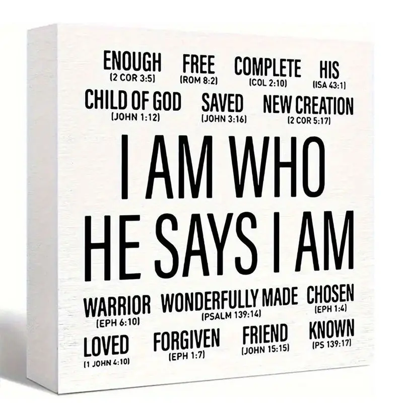 Christian Inspirational Desktop Sign, Desktop Decoration Plaque, Bible Verse Centerpiece for Home Office Decor, Ideal Baptism Gift for Religious Families