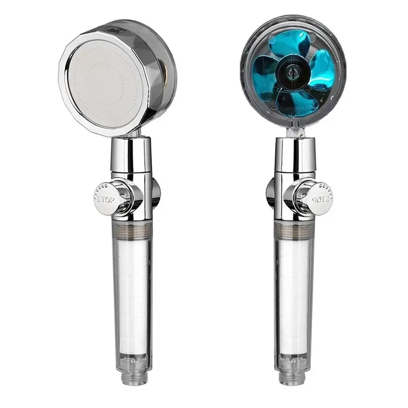 New Turbo Propeller Fixed Shower Head, Water-Saving High-Pressure Flow, 360-Degree Rotation, Fan Extension, Rainfall Function With Mounting Holder