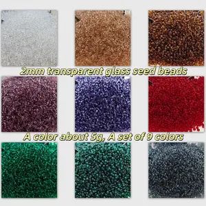 Clear Glass Seed Beads Set, Bead Assortment, 9 Colors Total 45g, 2mm Transparent Jewelry Making Supplies, DIY Keychain Bracelet Earrings Crafts