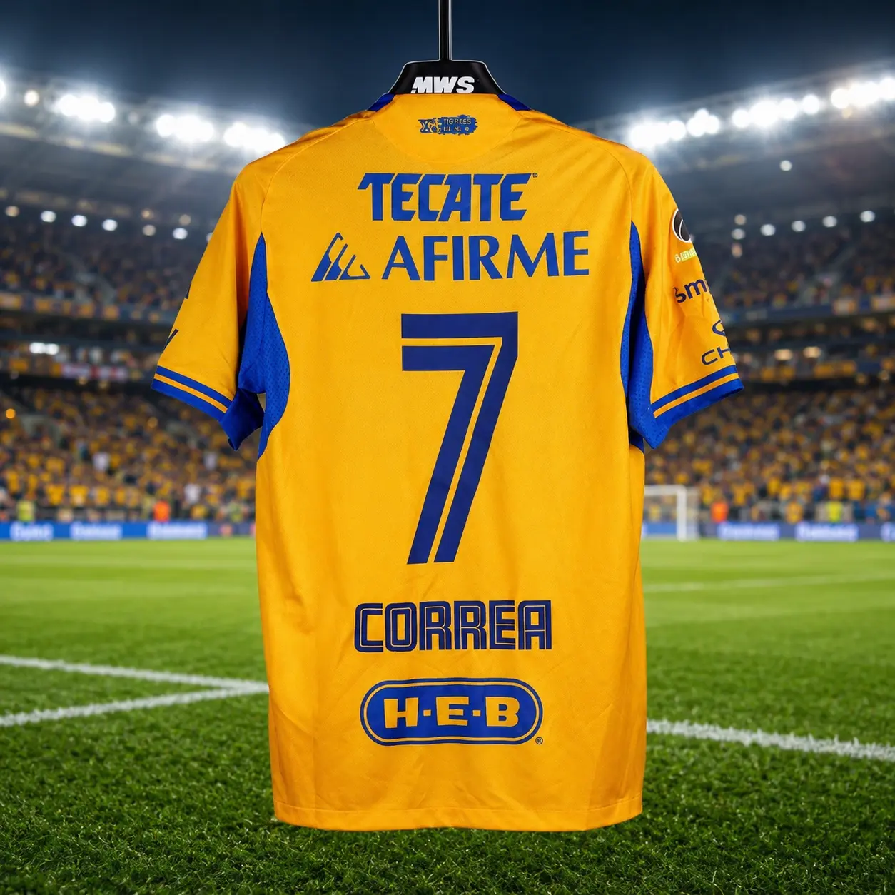 Angel Correa #7 Tigres UANL 2026 home soccer shirt for men and women.