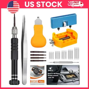 Watch Battery Replacement Kit with Case Opener, Back Remover, Screwdriver Set and Spring Bar Tool for Watch Repair and Band Adjustment, Watch Repair Tool Kit for Battery Change and Strap Replacement, Jewelry Repair Tools, DIY Watch Tools, Gift for Men