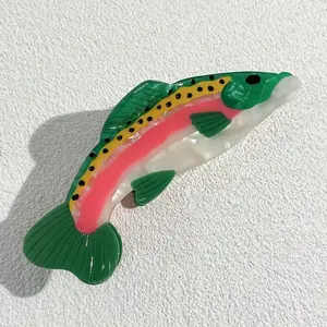 [Single Elegant Trout Hair Clip] Elegant And Whimsical Acrylic Trout Hair Clip - Ocean Life Series - Perfect Gift for 14+ - Single Piece - Animal Print - Anniversary Celebration