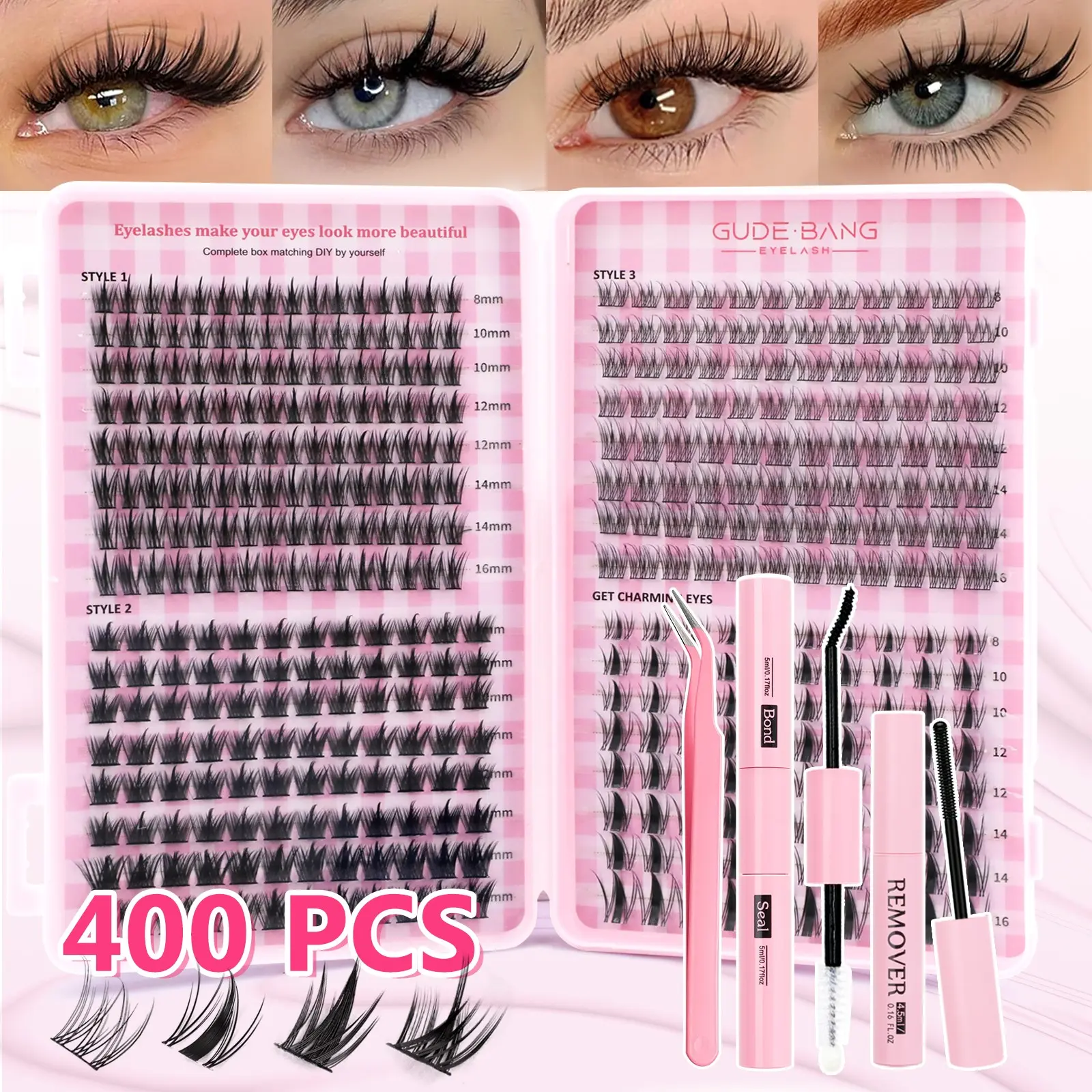 Pixie Comic Effect False Lash Extension Kit, Includes Eyelash Fixer, Glue, Tweezers, Remover, Easy Home Use, Essential Makeup Supplies, Eyelash Cluster Kit, DIY Eyelash Extensions