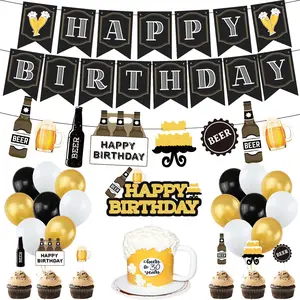 Beer Birthday Party Decorations, Cheers And Beers Happy Birthday Party Banner Balloons Decorations Aged To Perfection Party Supplies For Men 30Th 40Th 50Th Beer Birthdays Party Decorations