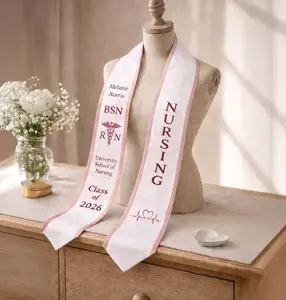 Custom Your Design Text Graduation Stole, Personalized Graduation Print Sash with Name, Class of 2026 Graduation Stole