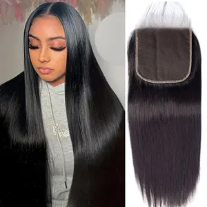 Straight hair bundles with front human hair, 10A grade Brazilian human hair, 3 bundles of hair, with 5x5 lace frontal, free parting, 100% unprocessed virgin hair straight weave