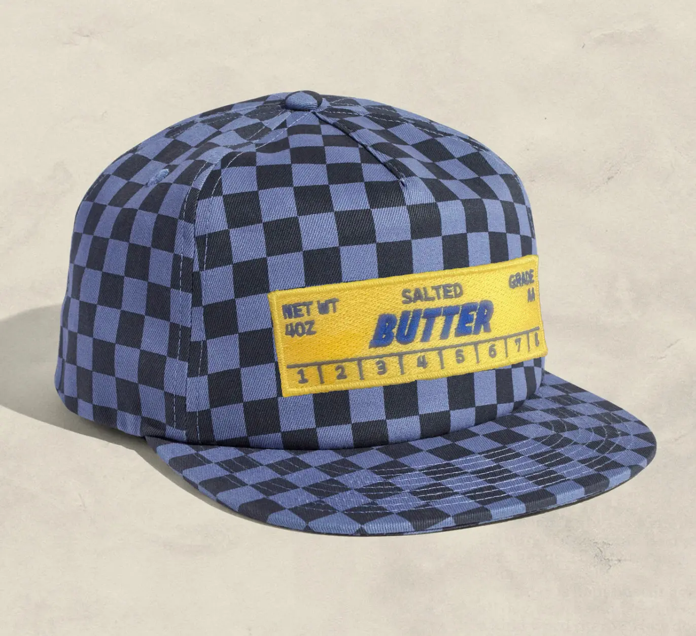 The Space Bureau Butter Stick 5-Panel Checkered Floppy Hat, Cotton Twill Casual Comfortable Checker Print Hat for Daily Wear, Cotton Twill Hats, Casual Hats