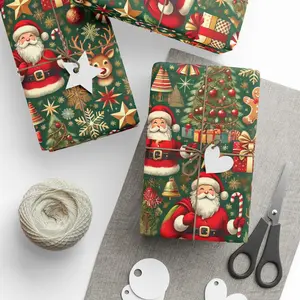 Festive Santa Wrapping Paper, Christmas Gift Wrap, Holiday Decor, Santa Claus Design, Vintage Christmas Wrapping, Eco-Friendly Packaging
