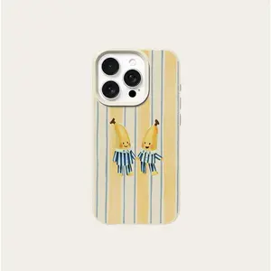 Phone Case - A Phone Case with a Banana Pattern Designed to Prevent Drops, Featuring a Lychee Texture,  It Boasts a Stylish Look, Complete CoverageSuitableSuitable for a variety of iPhone models, from 17 series to 11 series, and x series