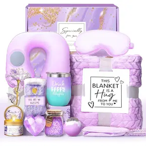 Gifts for Women Get Well Soon Birthday Gift Basket for Her Friends Daughter Bestie Teachers Self Care Package with Flannel Blanket Idea for Mom