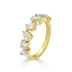 Mixed Fancy Shape Lab Grown Diamond 14K Yellow Gold Half Eternity Band