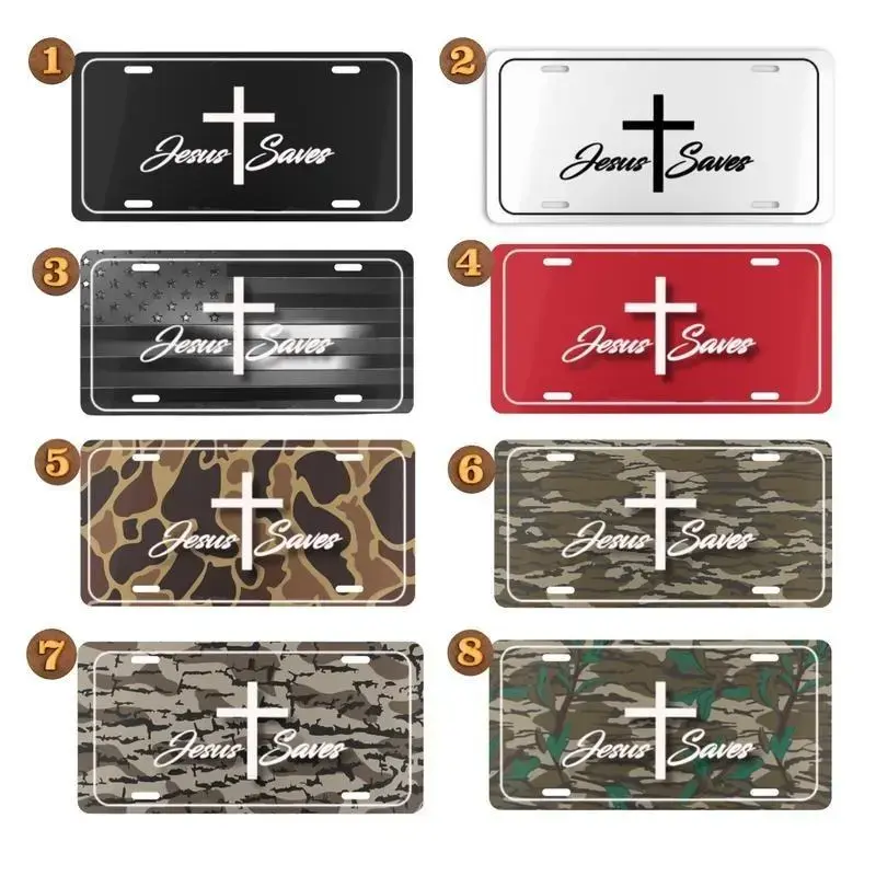 Jesus Saves Camo License Plate, Aluminum Vanity Tag for US Vehicles, best gift