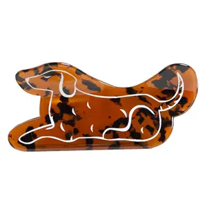 Dog Design Hair Claw Clip, Tortoise Shell Barrette