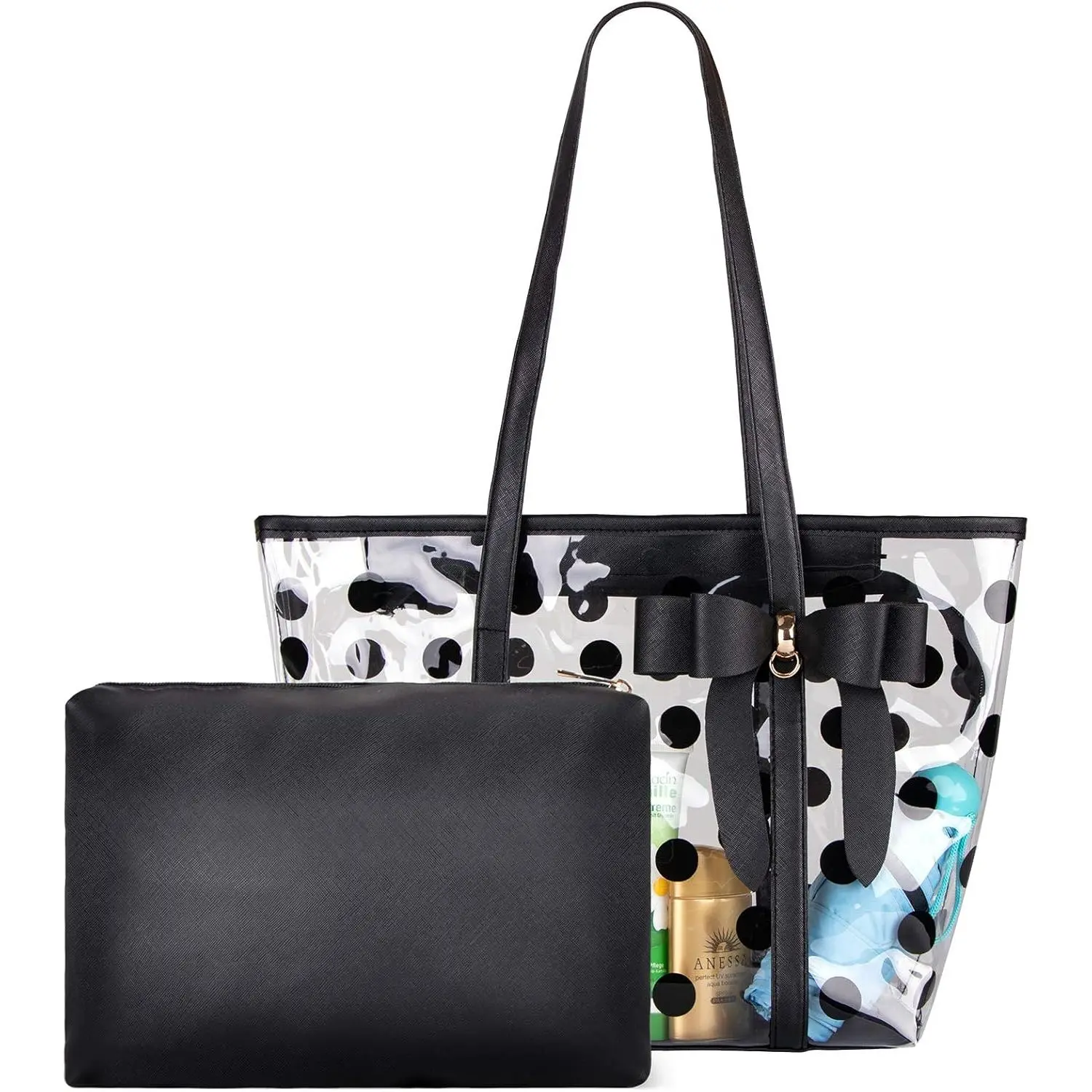 Women  PVC Clear Tote Bags  Handbag Beach Bag Shopping Work Bag