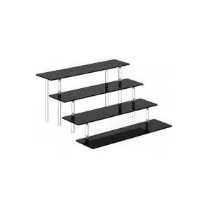 4 Tier Perfume Organizer Stand, Acrylic Risers Display Stands, Display Risers, Perfume Shelf Dessert Display for Party, Figure Stand Funko POP Shelves, Black Cupcake Stand Holder