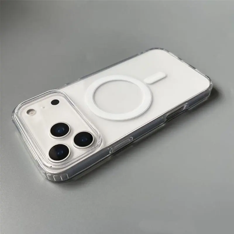 TPU Transparent Classic Hybrid Magnetic MagSafe-Compatible Cellphone Casing - Shockproof Protective Cover, Handheld Accessory for iPhone 2/13/14/15/16/17 Pro Max Plus, Ideal Birthday Gift for Loved Ones (Devices Accessories)