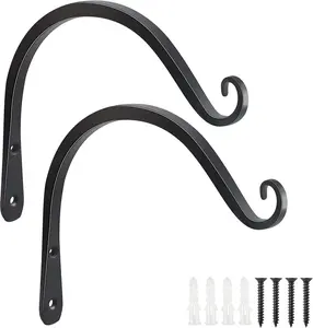 Plant Hooks 2 Pack 8 Inch Wall Mounted Hanging Brackets 44lb Capacity Steel Plant Hangers Bird Feeders