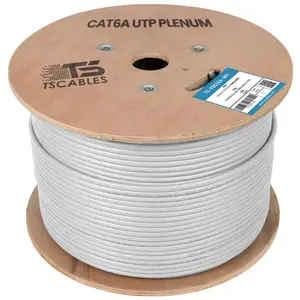 Cat6a Plenum UTP Cable White 1000 Ft