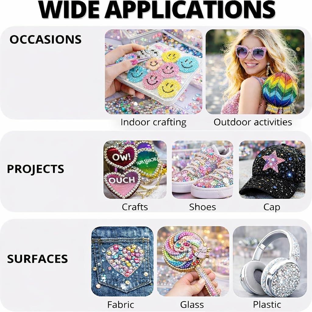 40000Pcs 40 Colors 3mm Jelly Rhinestones Kit for Bedazzling, Includes Tools & Tweezers, Flatback Resin Gems for DIY Crafting, Nail Art, Diamond Art, Phones Case & Makeup Supplies