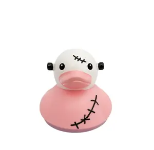 Pink Frankenstein Themed Rubber Duck Ducks - Halloween Trick or Treat - White Black - Medium Individual - Spooky Fun Accessory