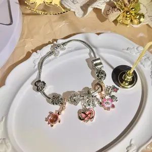 Silver Spacer Bead Charms Set for Bracelets 10 Pack Unique Design CZ Pendant Special Gifts