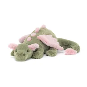 Amuseable Malachy Dragon Plush - Green and Pink Stuffed Animal, Unique Décor Piece, Perfect Gift for Birthdays & Baby Showers, Fun Clearance for Festive Occasions