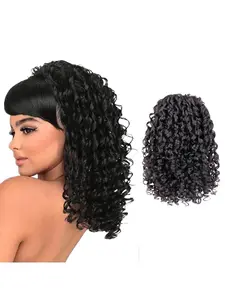 Drawstring Ponytail Wig Short Curly Hair Extension 12 Inches, Voluminous Small Curls, Layered Ponytail Hairpiece for Daily and Party Use
