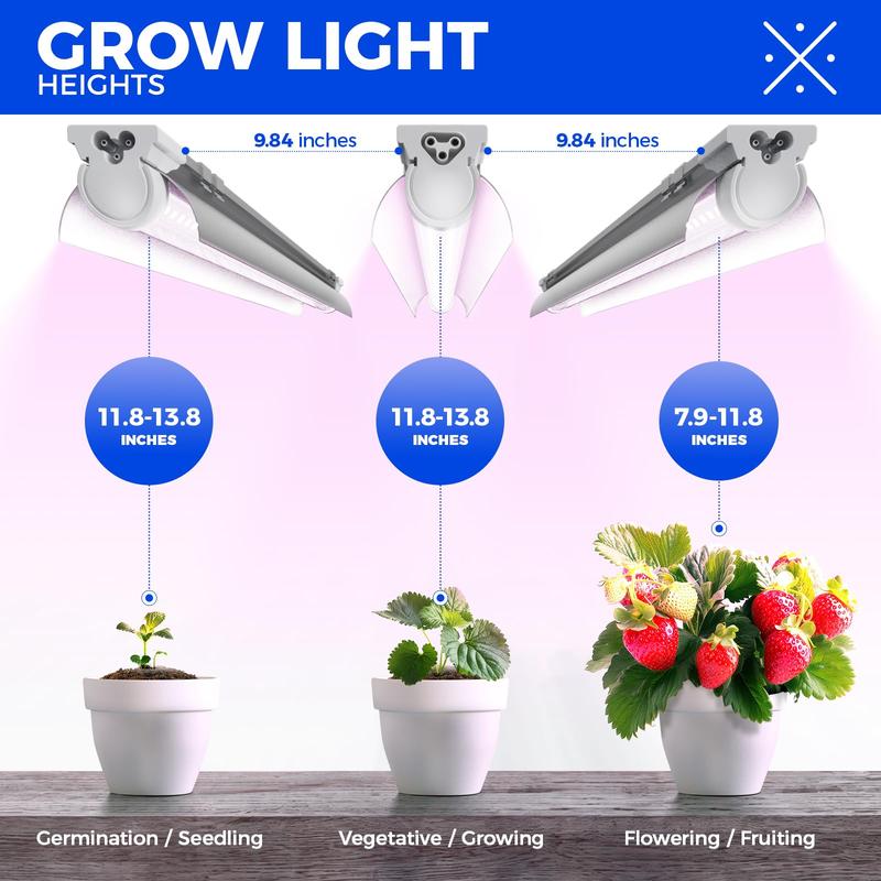 Barrina T8 LED Grow Lights, Full Spectrum, 180W(6 x 30W, 1000W Equivalent), 3ft Grow Light Strips, Linkable Design, Pinkish White, 6 Packs
