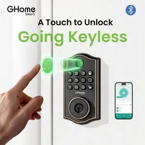 GHome Smart Fingerprint Door Lock, 4-in-1 Keyless Entry Deadbolt, App-Assisted Control, 6-Month Battery Life  KD30