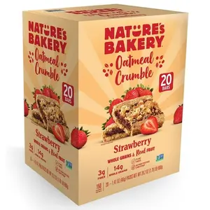 Nature’s Bakery Oatmeal Crumble Strawberry Bars, 20 Count – Soft-Baked Whole Grain Snack Bars with Real Fruit Filling
