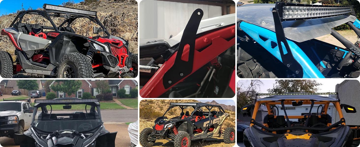 Nilight Light Bar Mounting Brackets for 50 Inch Straight Lights UTV Roof Upper Windshield Compatible with Can-am Maverick X3 MAX DS RS MR Turbo R 2017 2018 2019 2020 2021 2022 2023 2024