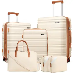 Miusse 6-Piece Luggage Set – 20/24/28” Polycarbonate Hardshell Expandable Carry-On Suitcases with Spinner Wheels, TSA Lock, and Telescopic Handles Travel Essentials Carryall