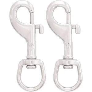 3.5 Inch Swivel Eye Snap Hook, 2 Pack Marine Grade Scuba Bolt Snap, Single Ended Stainless Steel Flag Clips Swivel Snaps for Scuba Diving, Flag Pole Rope, Dog Leash, Camera Strap
