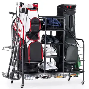 Golf Bag Organizer for Garage, Golf Storage Bag Stand, Golf Push Cart for Men and Women, Golf Club and Other Golfing Equipment Accessories Rack, Golf Bag Holder for Garage, Club, Shed, Basement