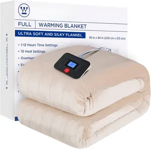 Electric Blanket Full Size, Super Cozy Soft Flannel 80" x 84" Heated Blanket with 10 Fast Heating Levels & 1-12 Auto-Off, Machine Washable, ETL&FCC Certification, Beige