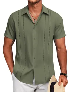 COOFANDY Mens Cuban Guayabera Shirt Short Sleeve Button Down Shirts Summer Beach Vacation Shirts